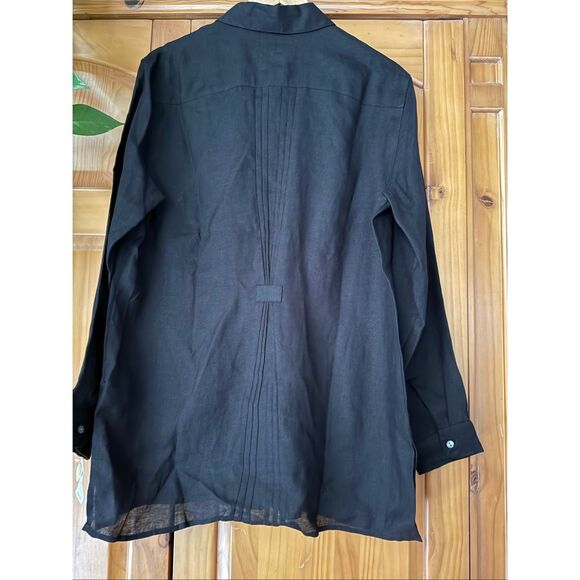 NWT Talbots Boy Friends 100% Linen Button Front Shirt Blouse Size 14 - Picture 6 of 11